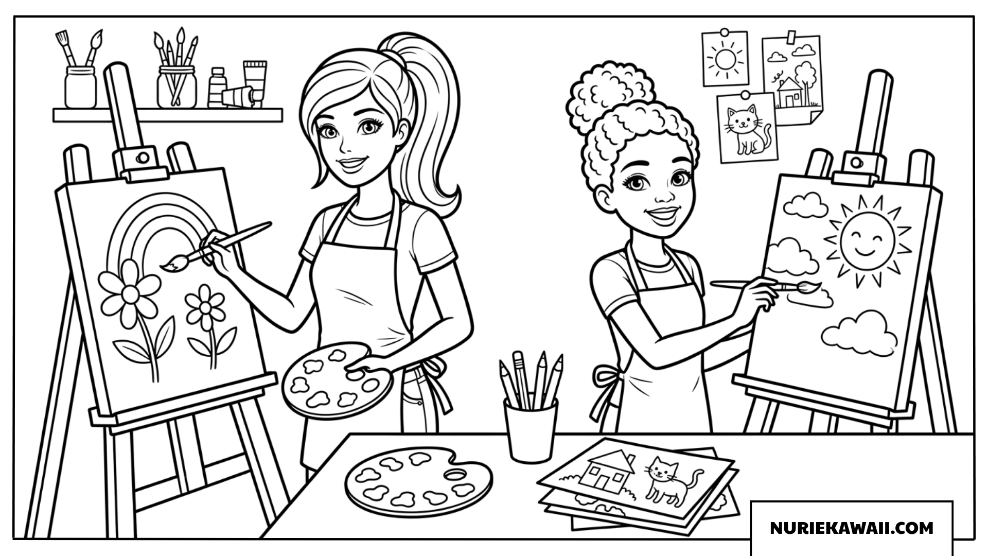 バービーとお友達の芸術的なアトリエお絵かき 塗り絵