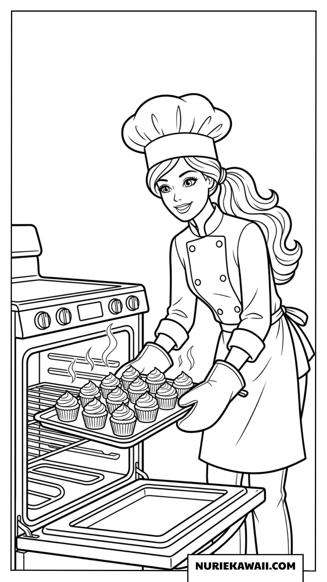 バービーのパティシエ美味しいカップケーキ焼き 塗り絵