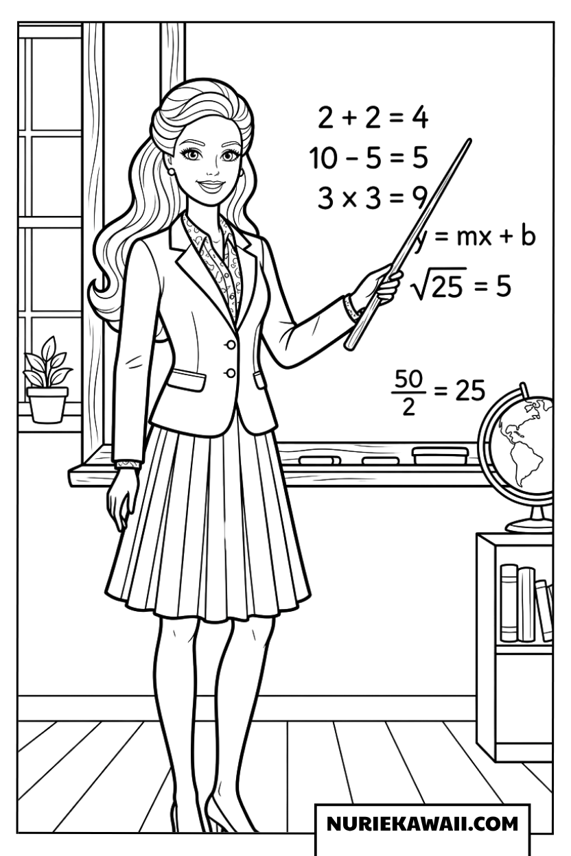 バービーの先生おしゃれな算数の授業 塗り絵