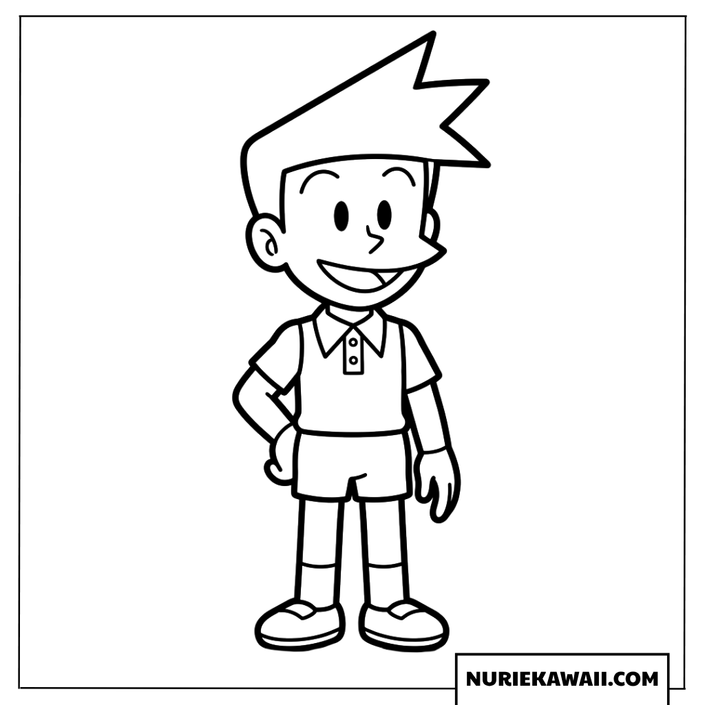 ポーズを決めるスネ夫の塗り絵