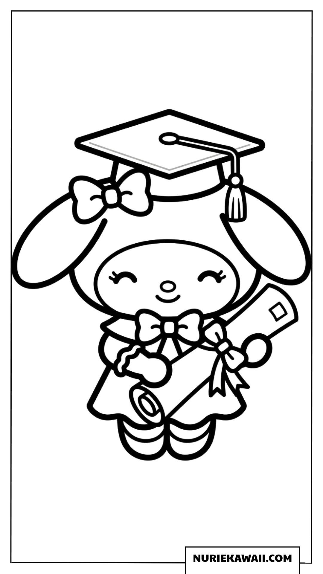 マイメロディの輝く卒業式のお祝い塗り絵