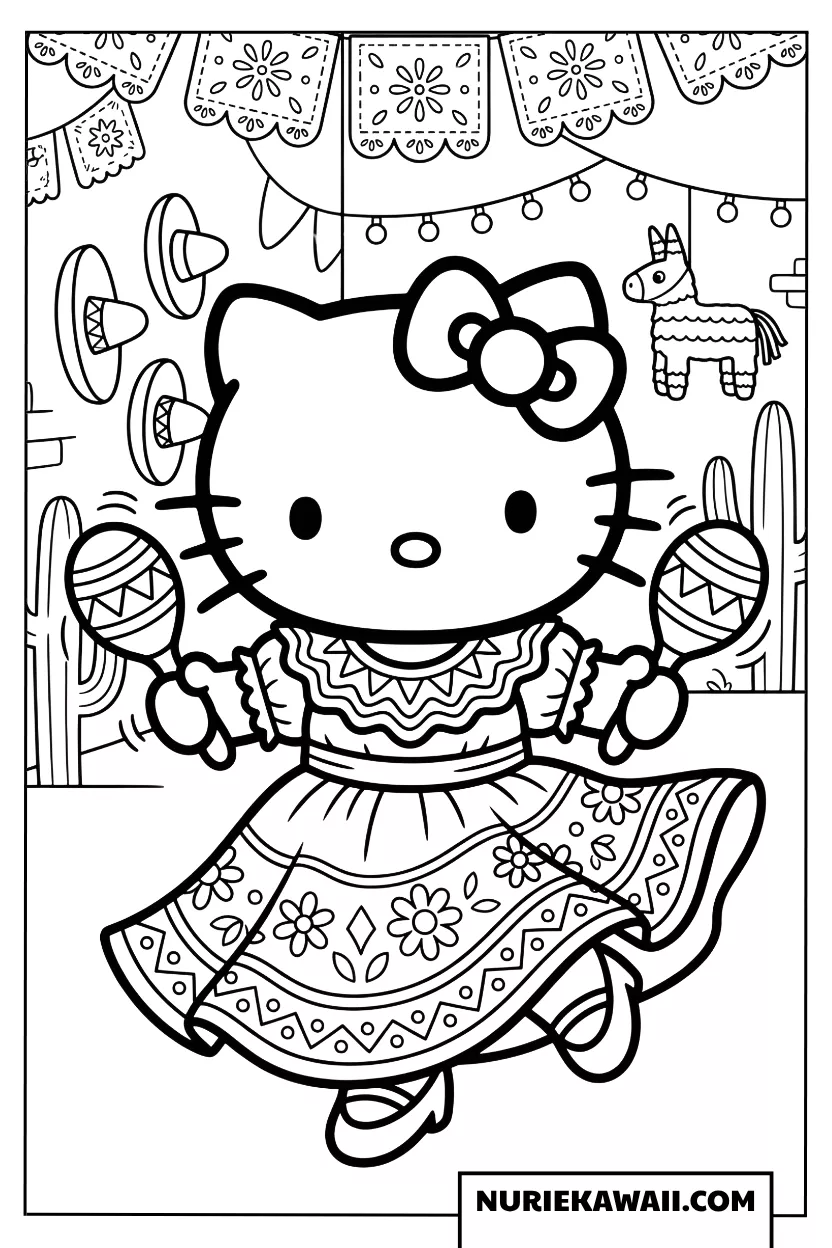 キティちゃん 塗り絵 ファッション：16おしゃれデザイン無料集