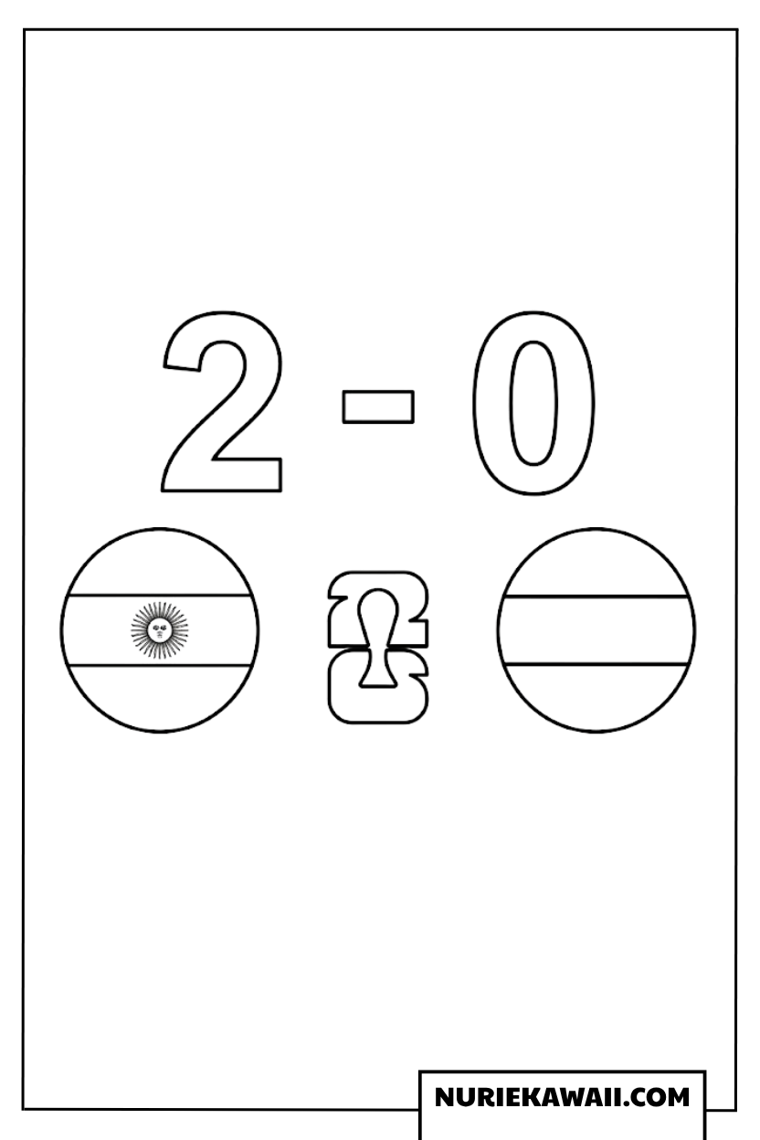 2026年ワールドカップのアルゼンチン対オーストリア2対0スコアの塗り絵