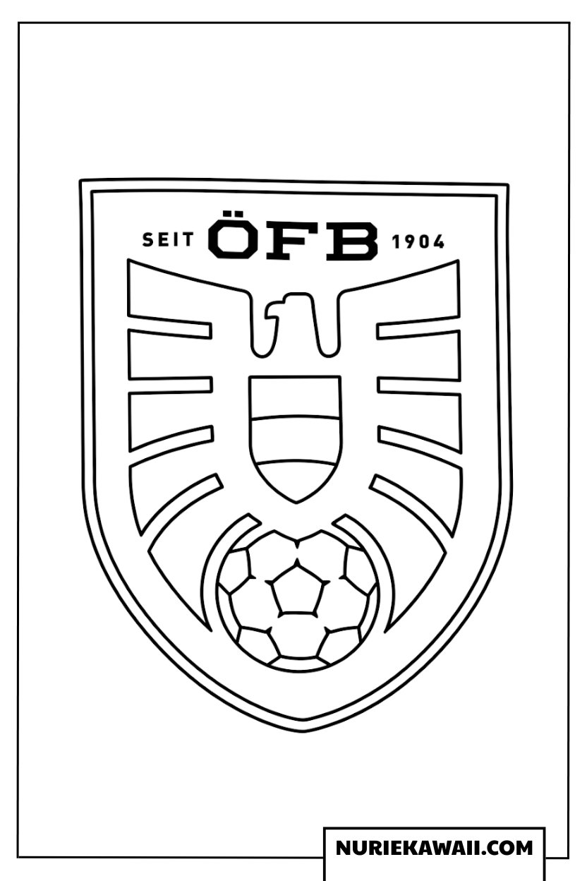 2026年ワールドカップオーストリア代表ÖFBチームロゴの塗り絵
