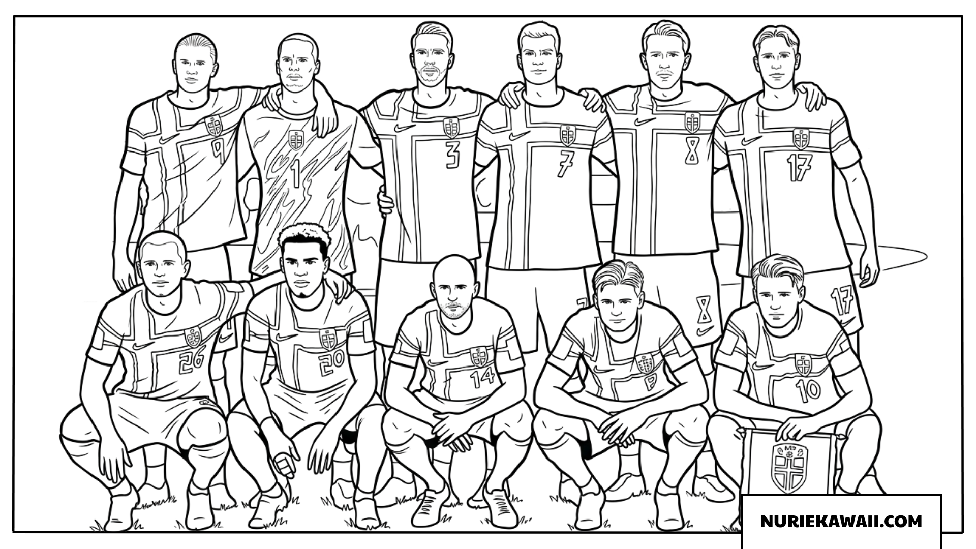 2026年ワールドカップノルウェー代表スタメン全員の塗り絵