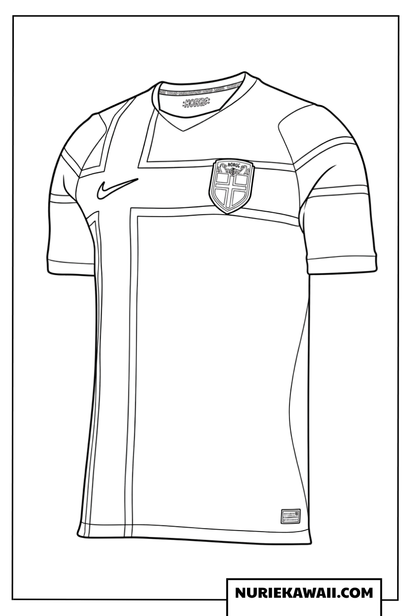 2026年ワールドカップノルウェー代表ホームユニフォームの塗り絵