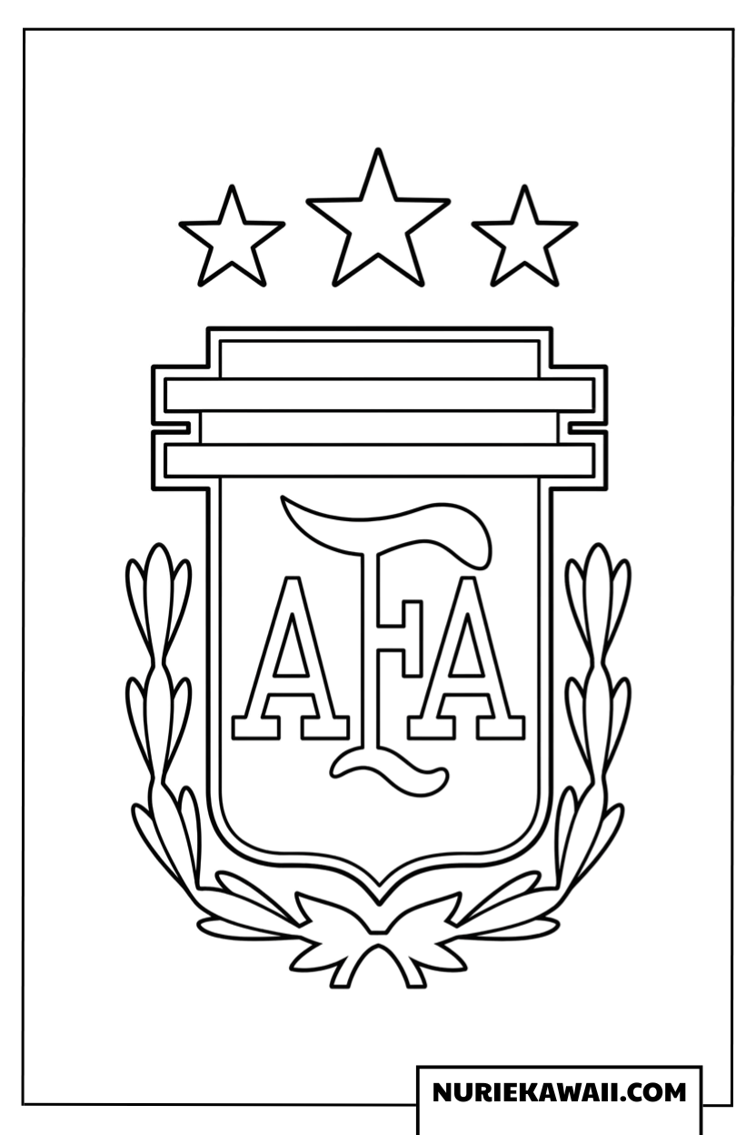 3つ星が輝くアルゼンチン代表AFAチームロゴの塗り絵