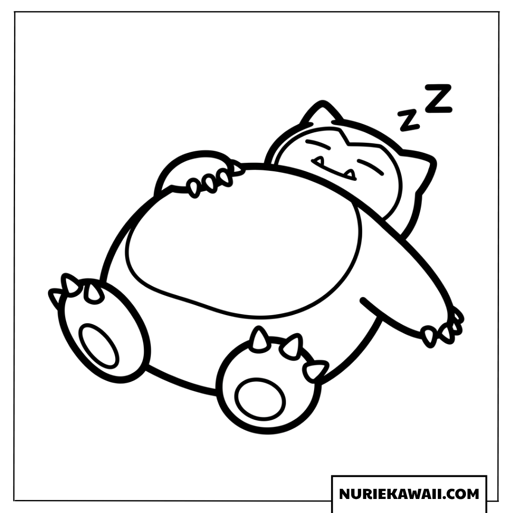 のんびり眠るカビゴンの塗り絵