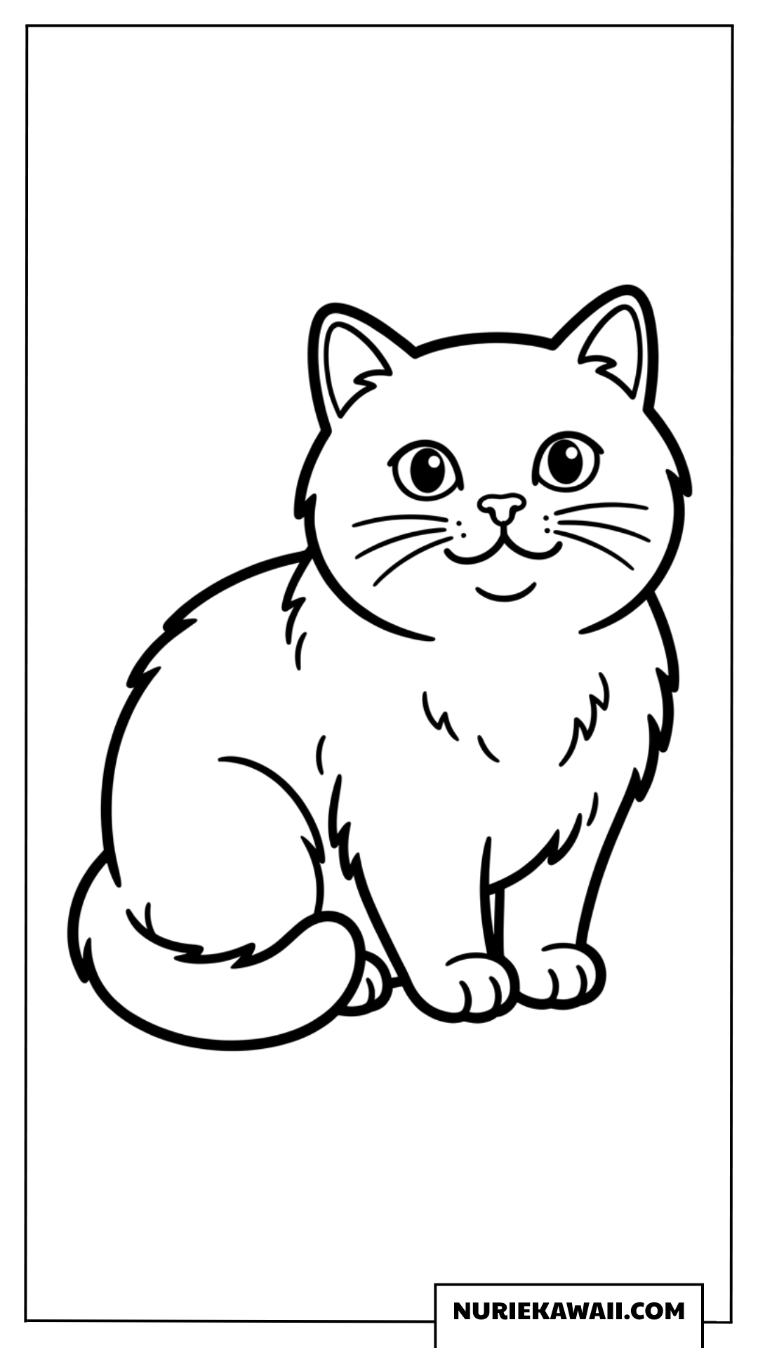 まんまるな目の短足マンチカンを描いた簡単な塗り絵