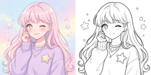 ft - アニメ 女の子 塗り絵 ft