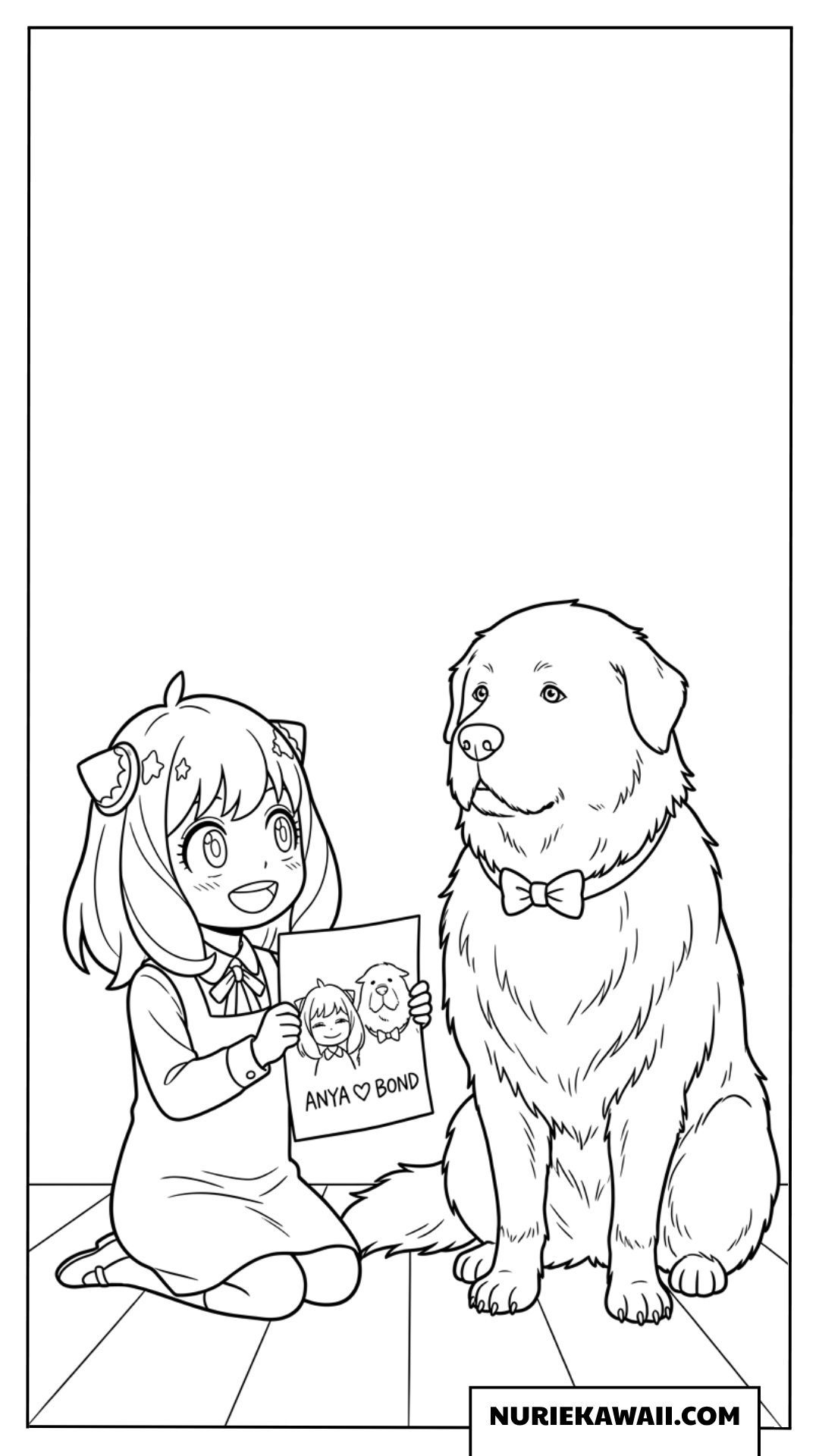 アーニャがボンドに手描きの絵を見せる塗り絵
