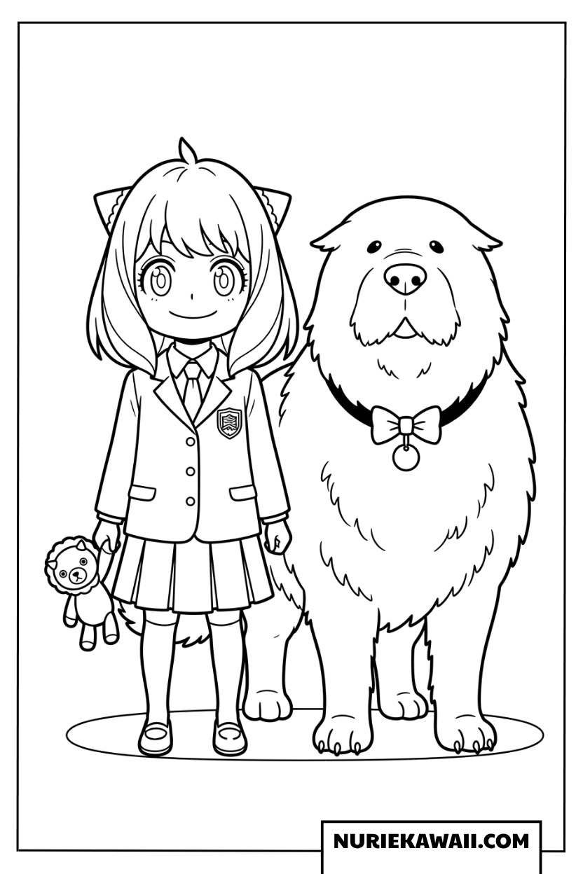 アーニャとボンドの立ち姿の塗り絵