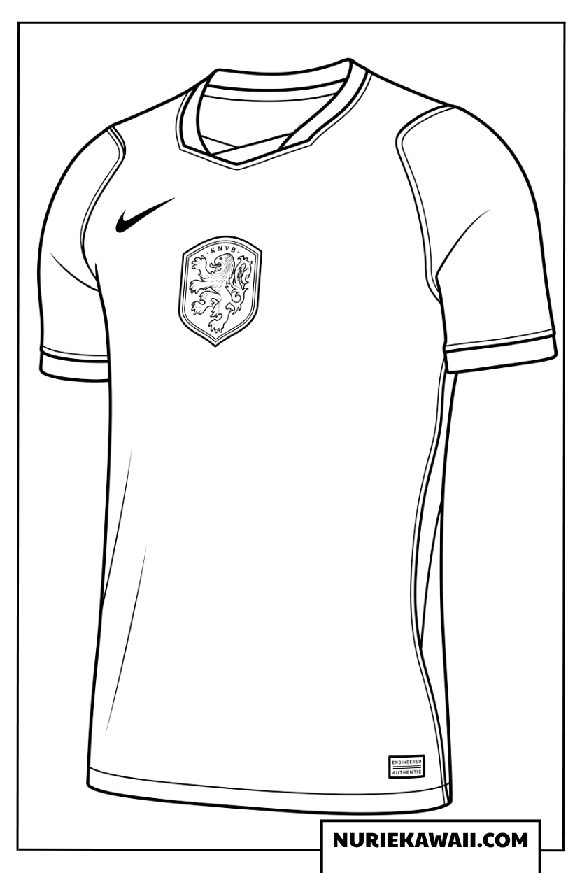 オランダ代表チームの公式ユニフォームの塗り絵