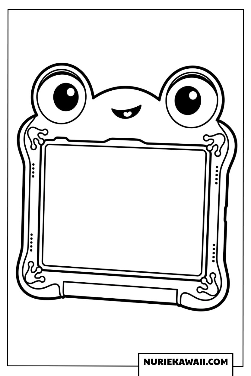 カエル型スマートタブレットのリリーパッド単体の塗り絵