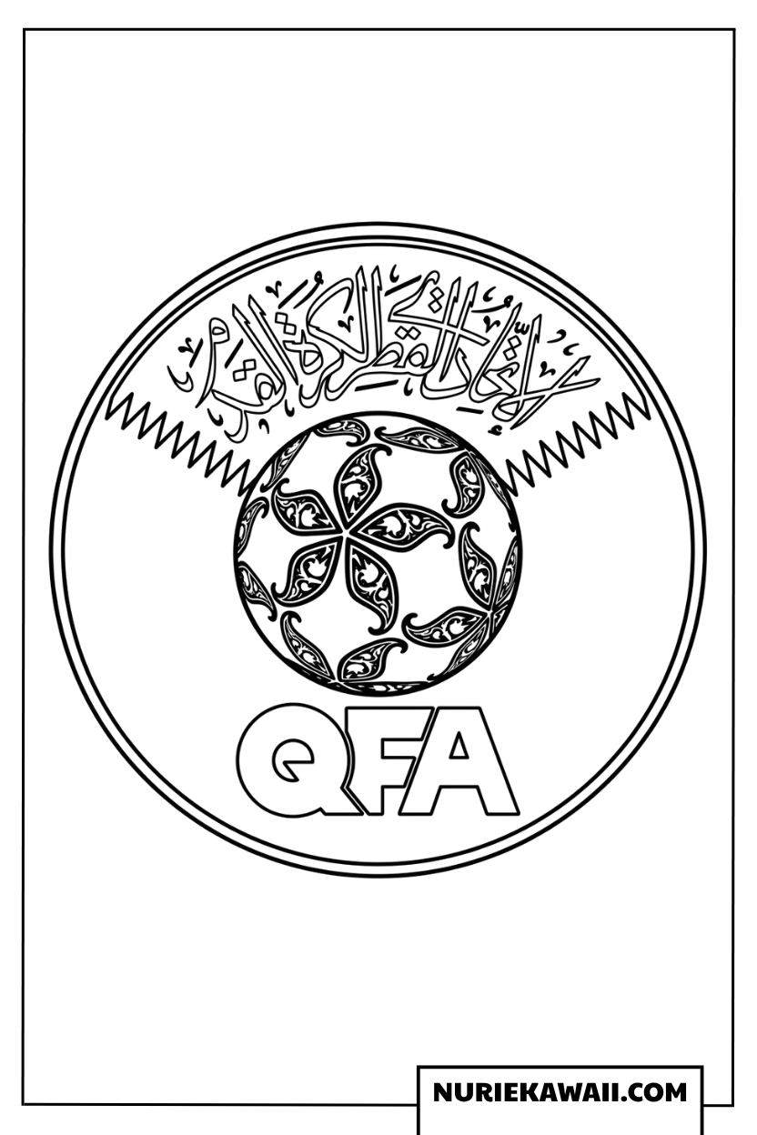 カタールサッカー協会ロゴの塗り絵