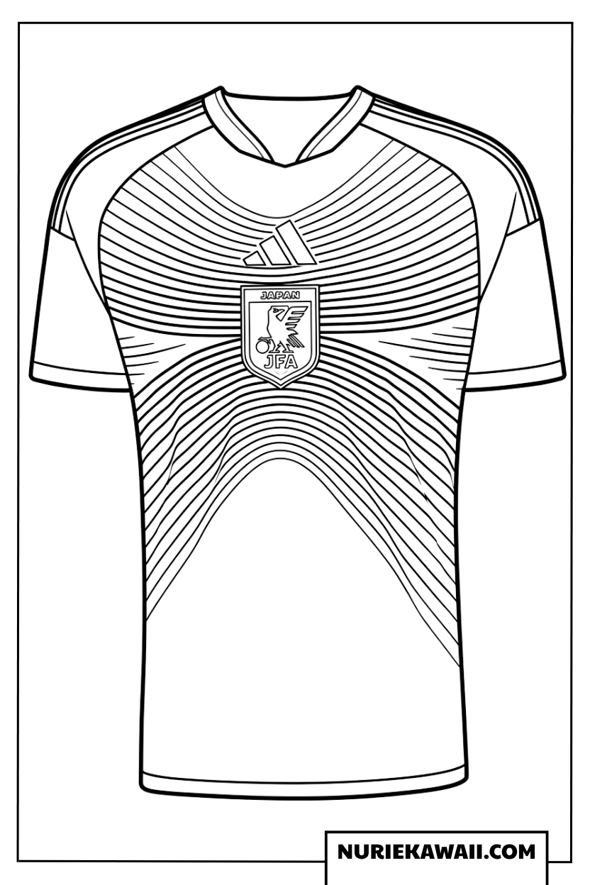 サッカー日本代表チームの公式ホームユニフォームの塗り絵