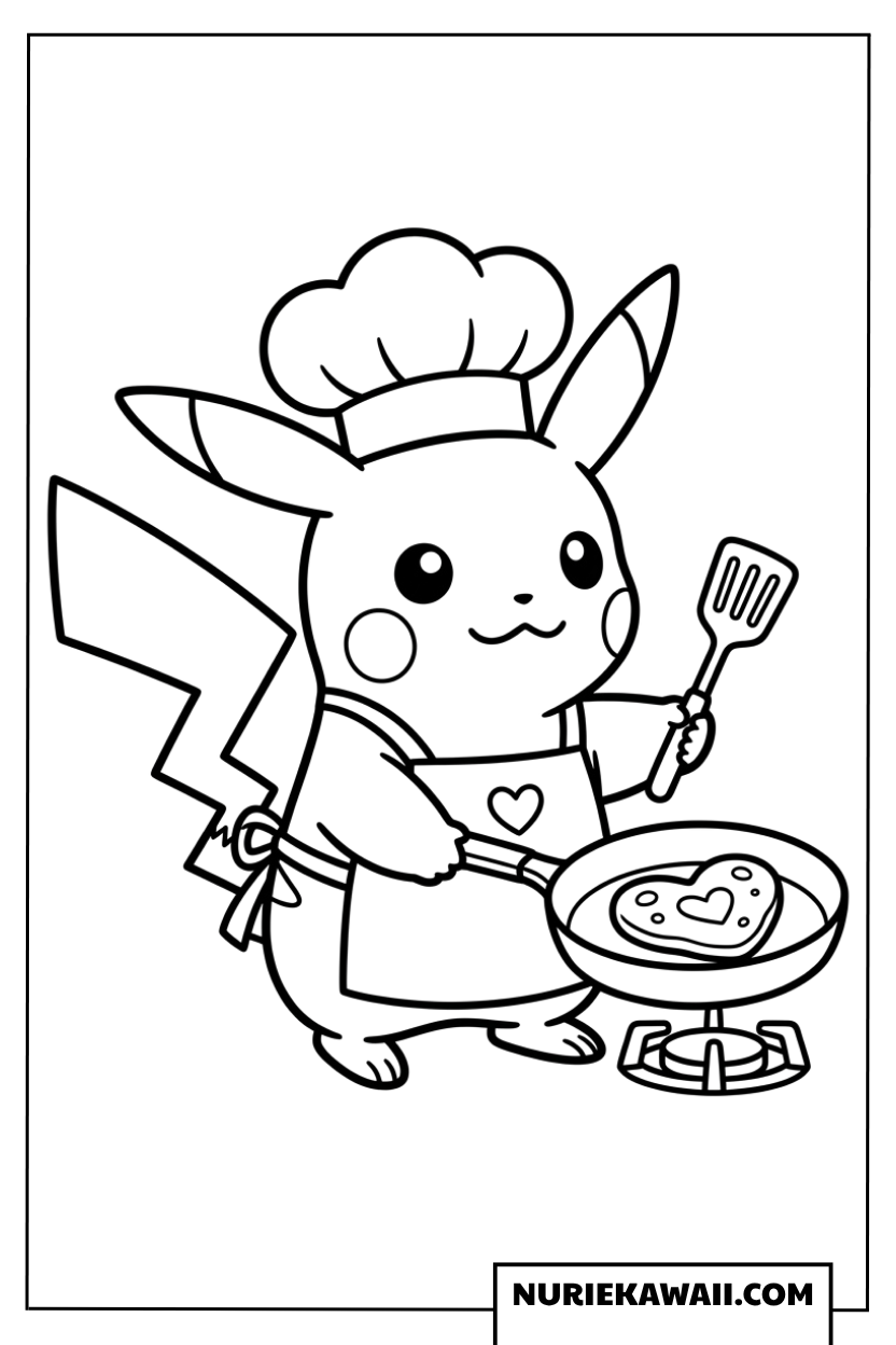 シェフのピカチュウの料理の塗り絵