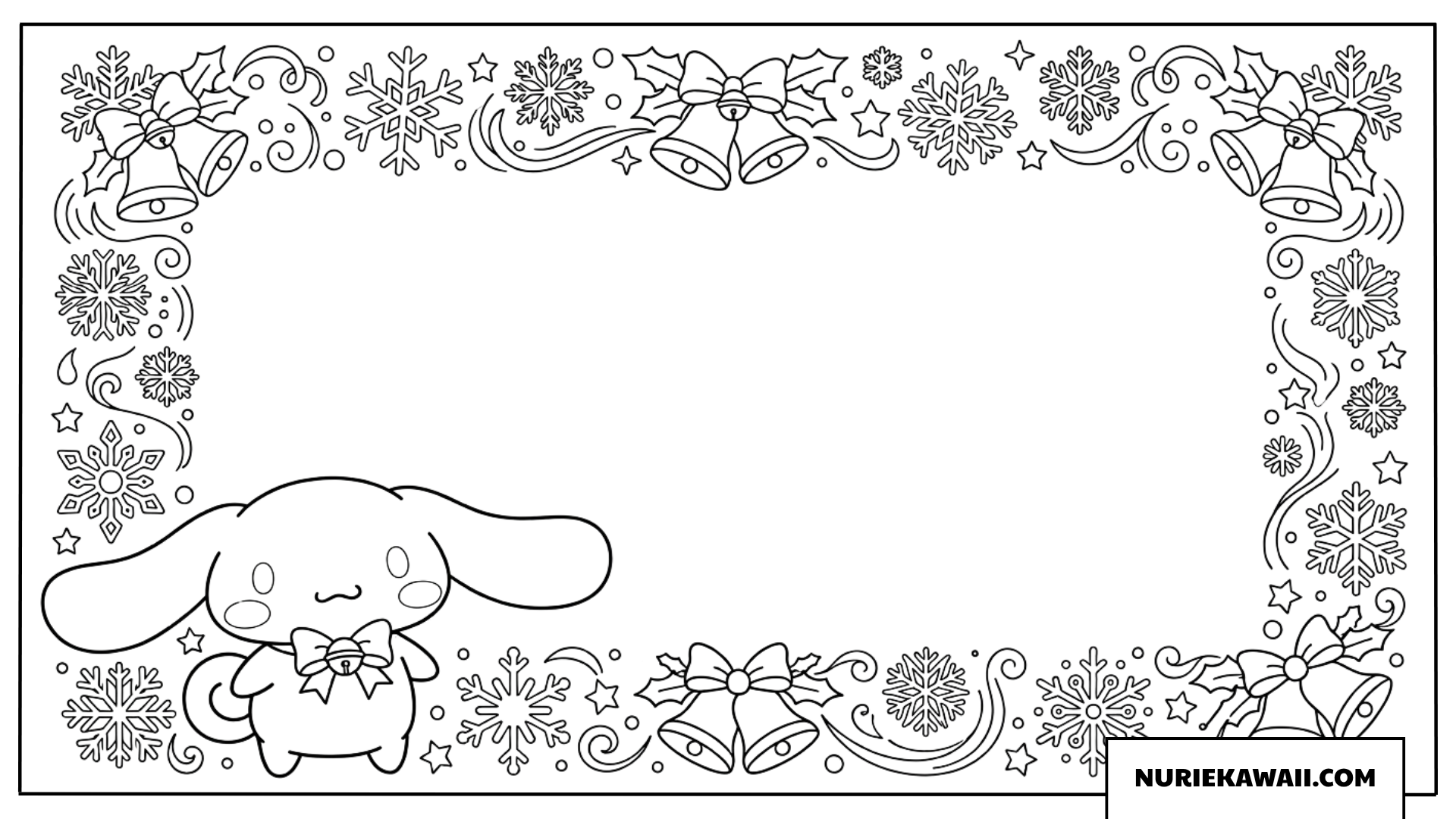 シナモロールと一緒に楽しむクリスマスフレームの塗り絵