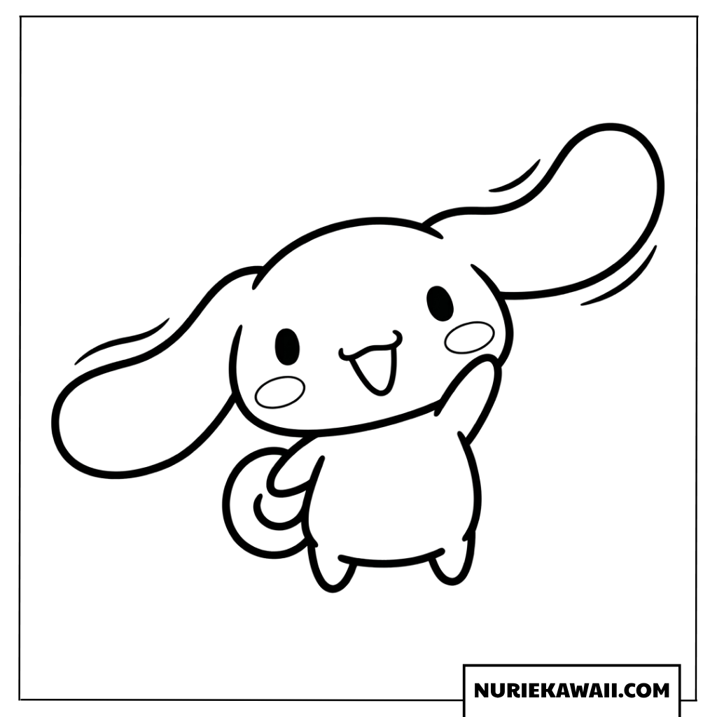 シナモン 塗り絵 元気よく手を振る