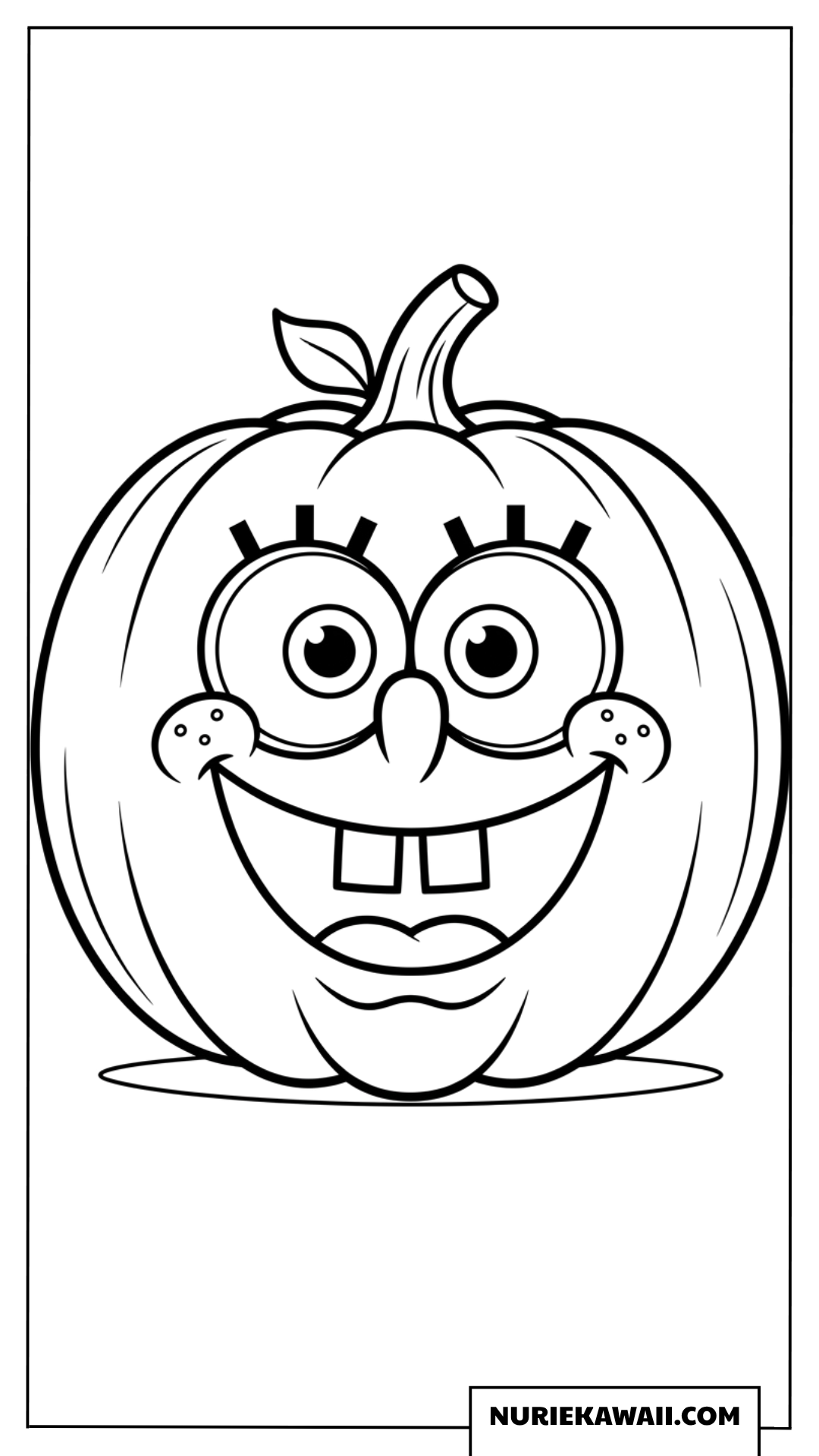 スポンジボブの顔をしたユニークなハロウィンカボチャの塗り絵