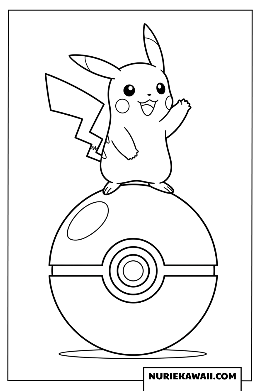 ピカチュウのモンスターボールの塗り絵
