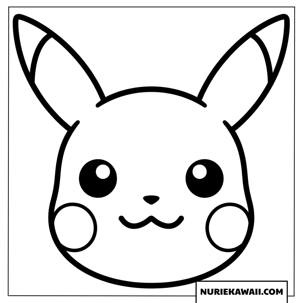 ピカチュウの可愛い顔の塗り絵