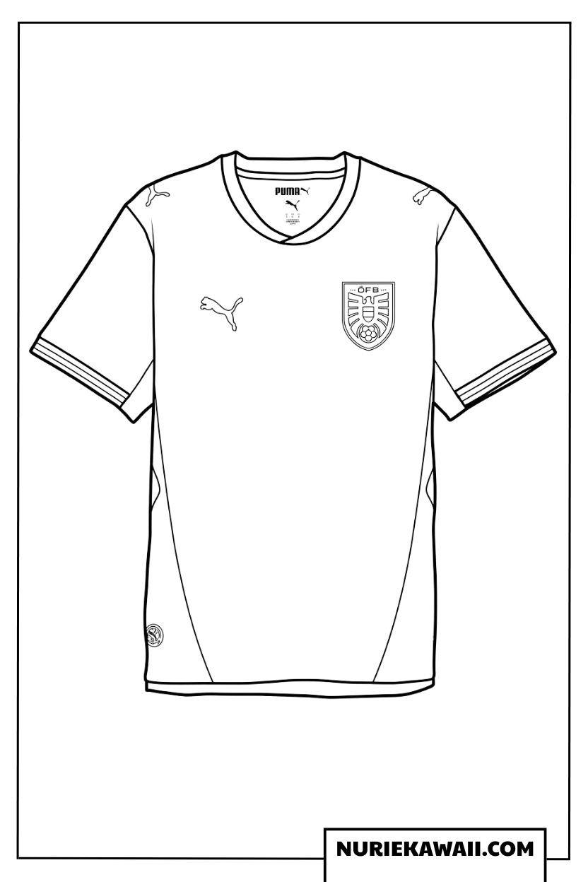 プーマブランドのオーストリア代表サッカーユニフォームの塗り絵