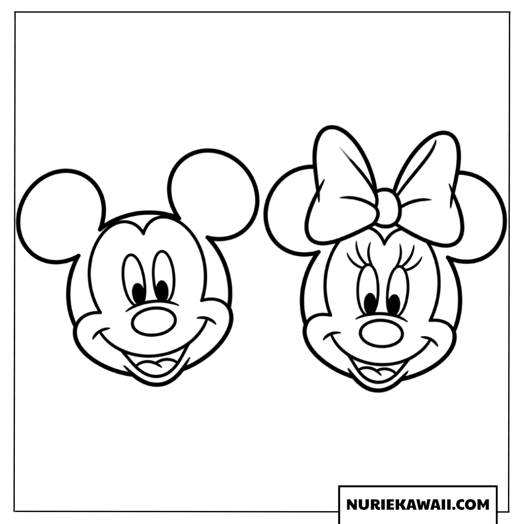 ミッキーとミニーの肖像画塗り絵