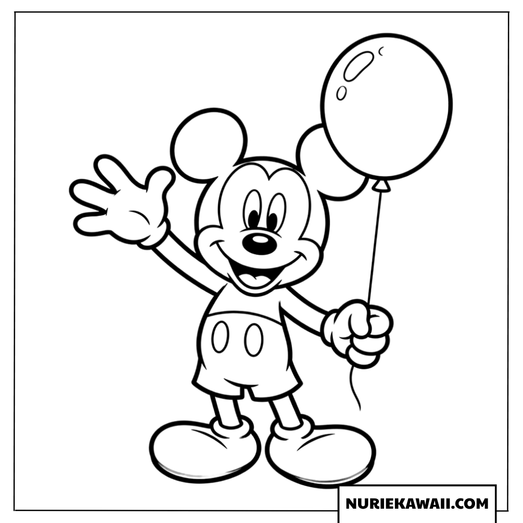 ミッキーと風船のディズニー塗り絵