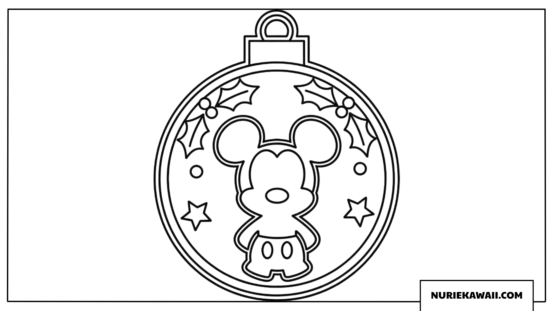 ミッキーのデザインが入ったクリスマスオーナメントの塗り絵