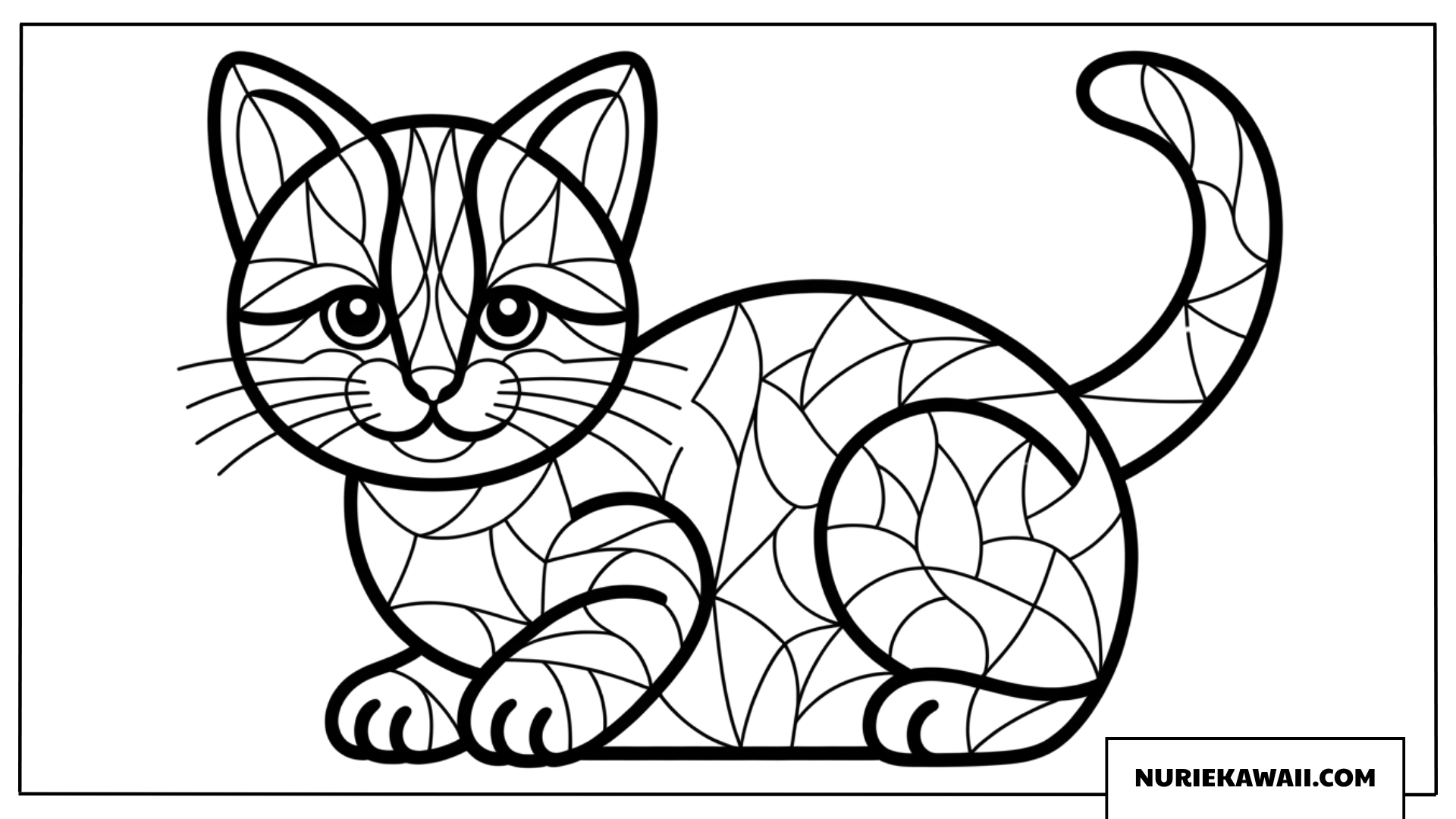 モザイク模様の子猫の塗り絵