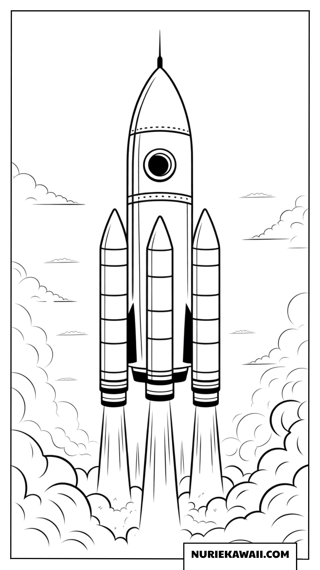 塗り絵 宇宙へ飛び立つロケット