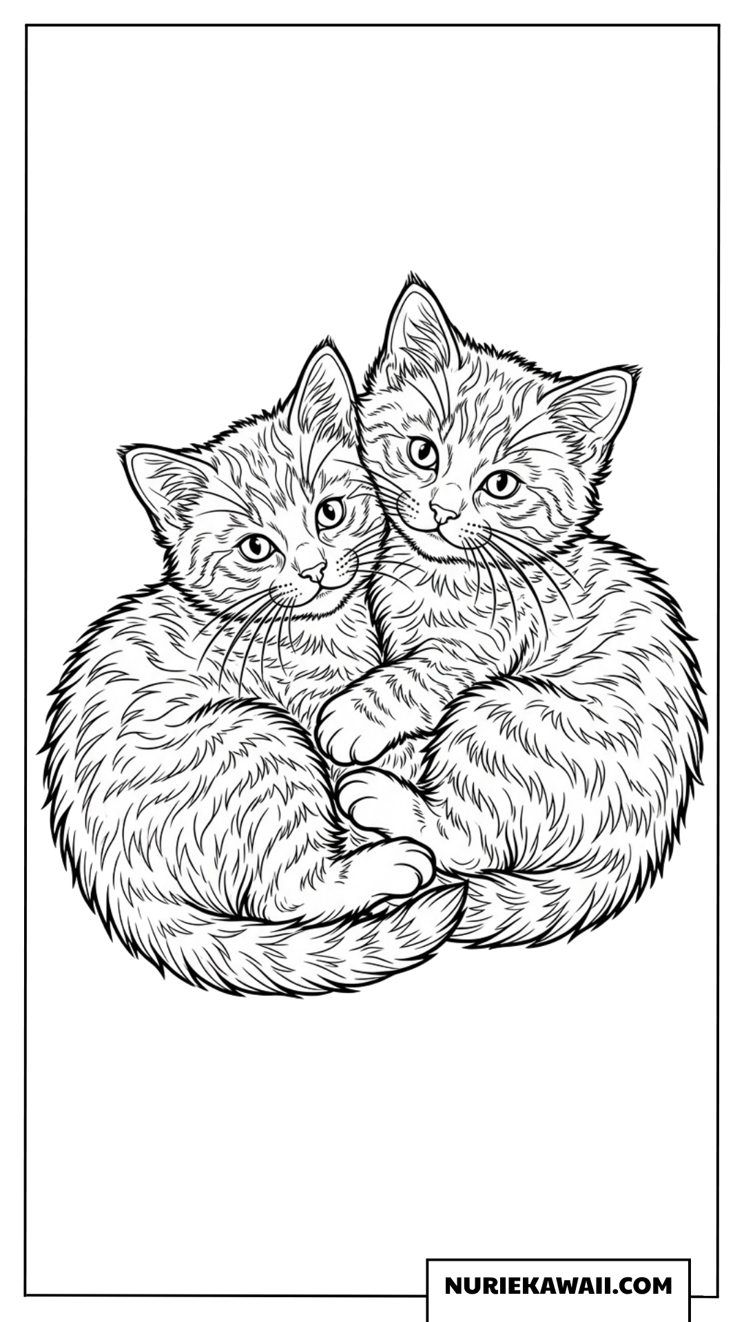 寄り添う子猫たちの塗り絵