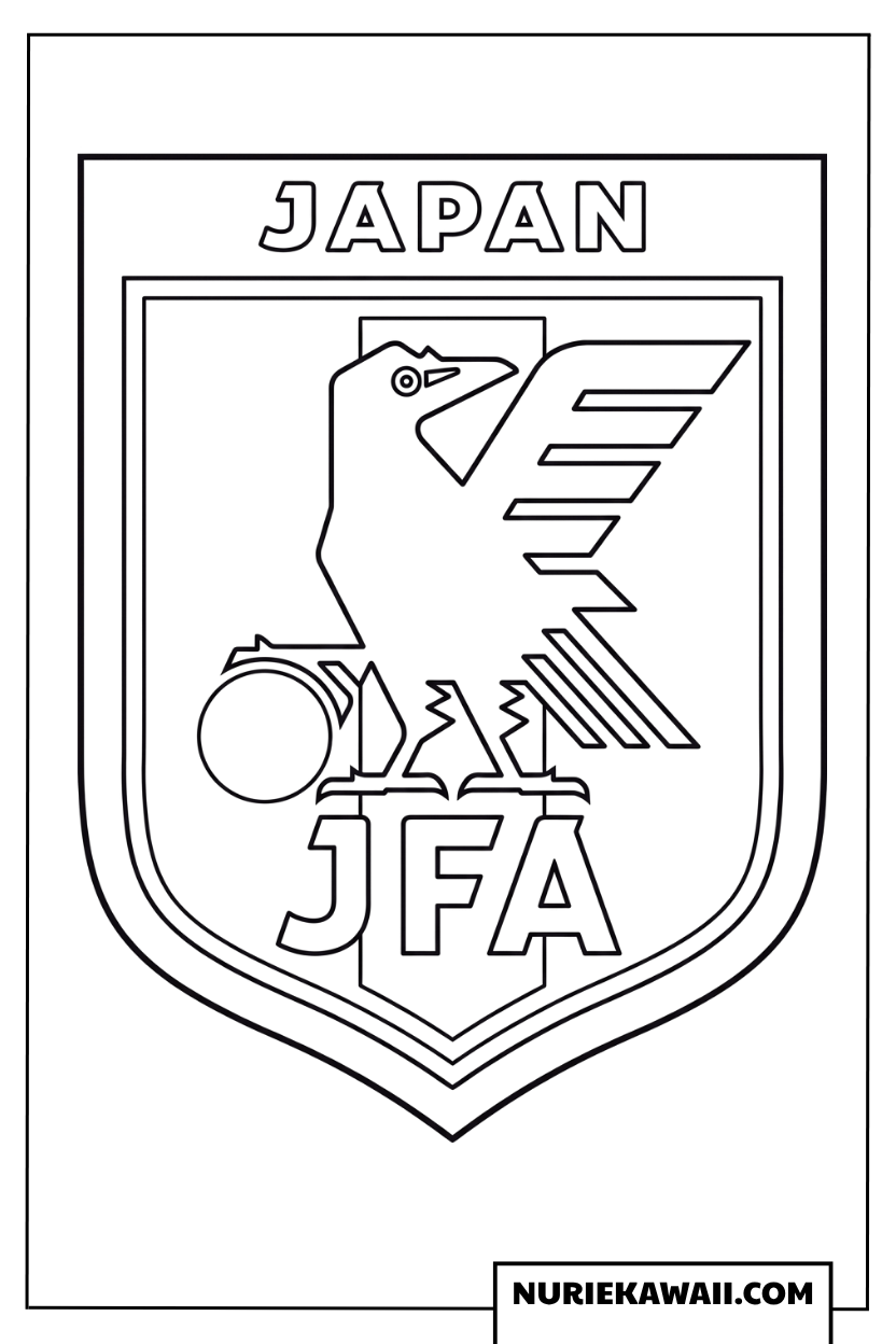 日本代表の象徴である八咫烏JFAエンブレムの塗り絵