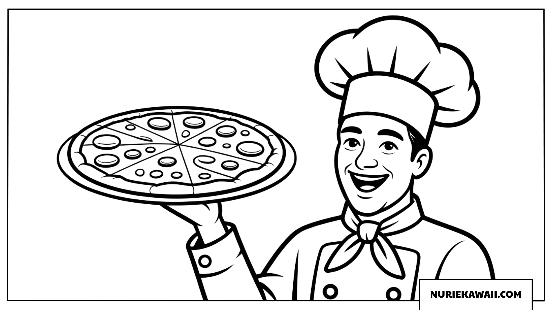 美味しいピザを作るシェフの塗り絵