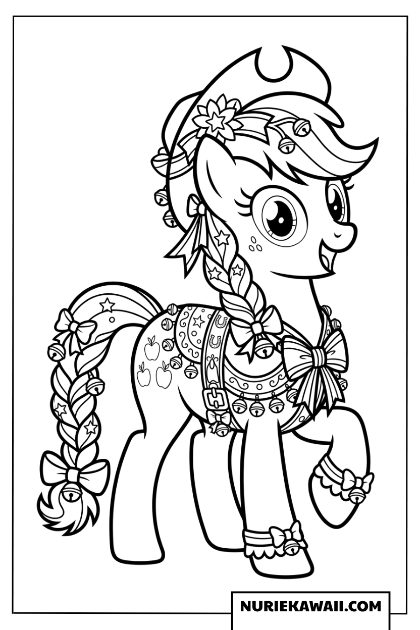 華やかなパレード衣装を着たアップルジャックぬり絵