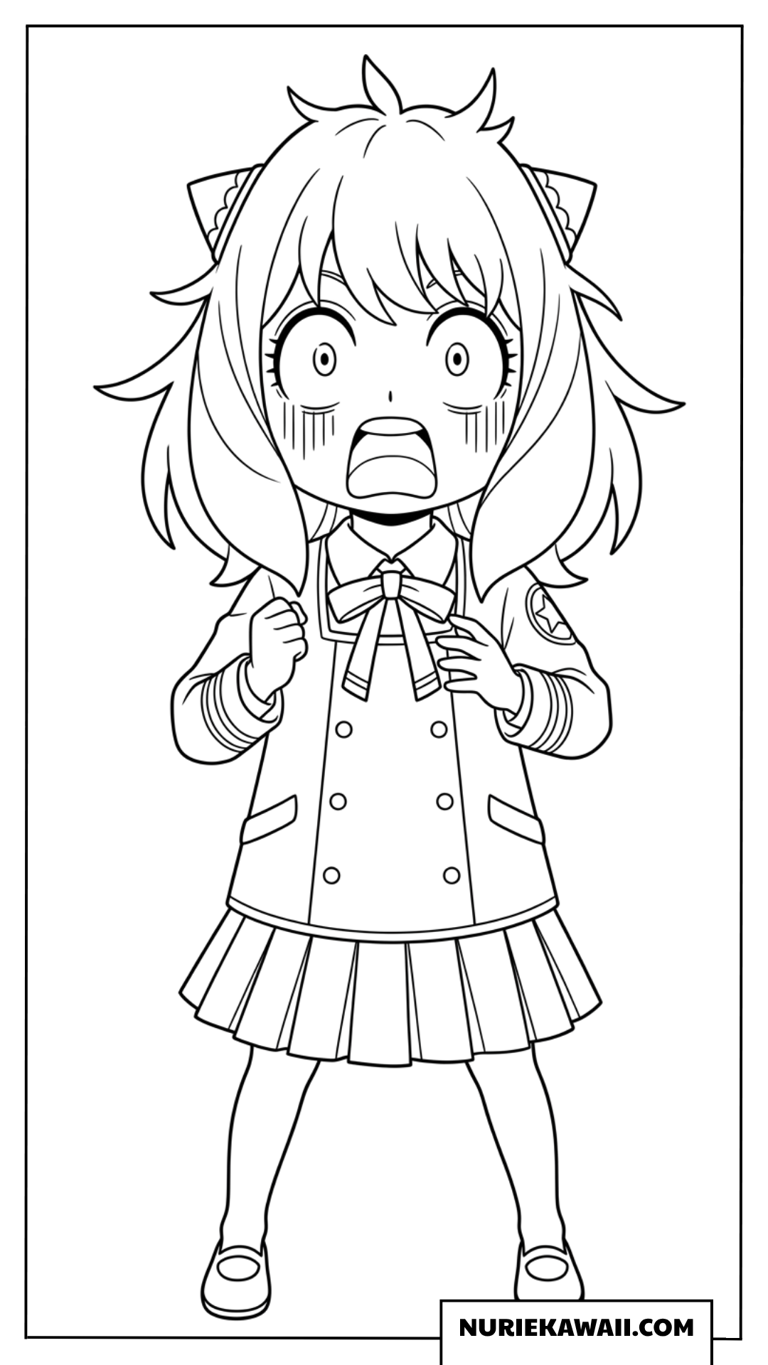 驚きのあまりショックを受けるアーニャの塗り絵