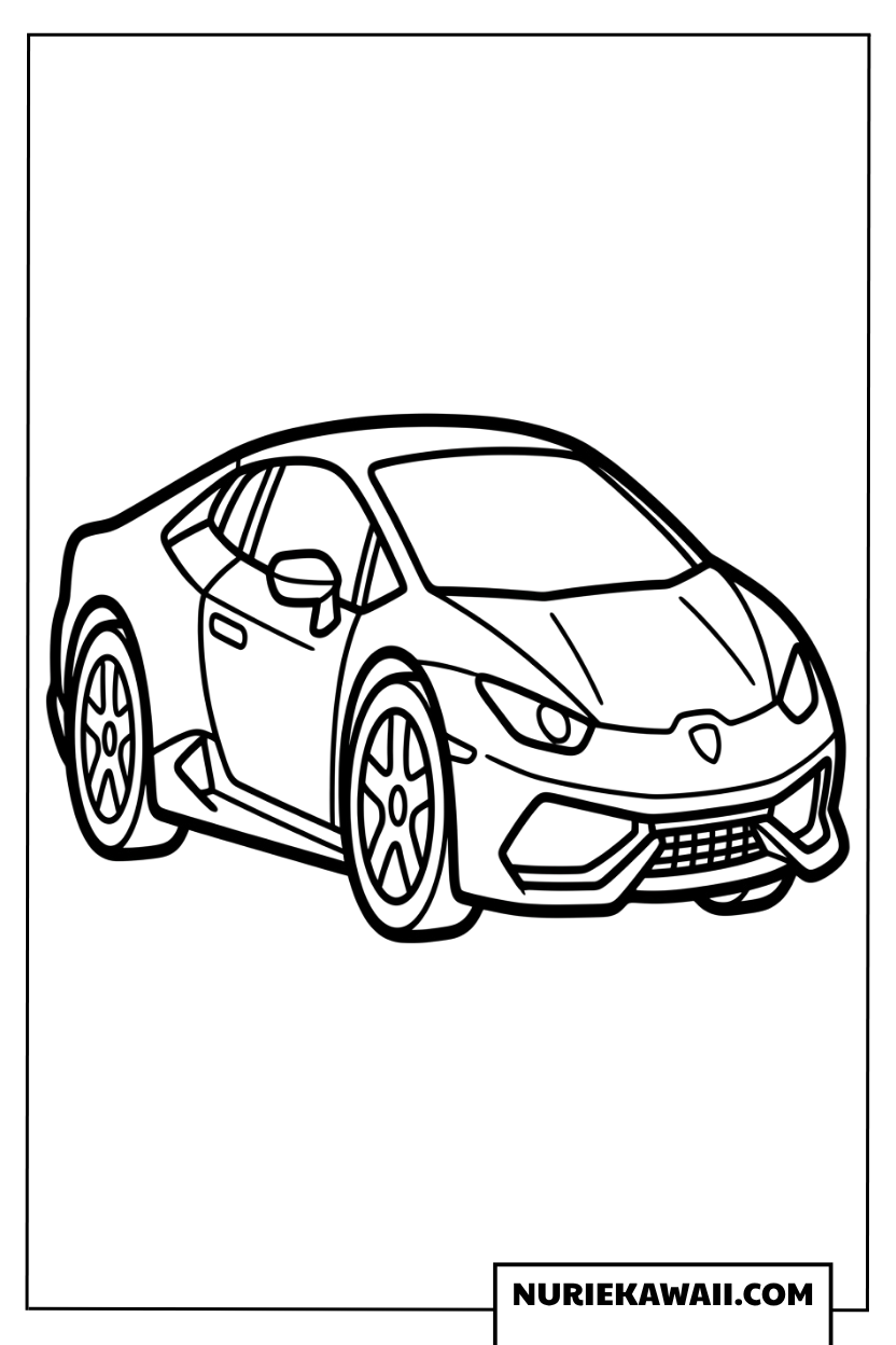 かっこよくてかわいいランボルギーニウラカンのスポーツカー塗り絵