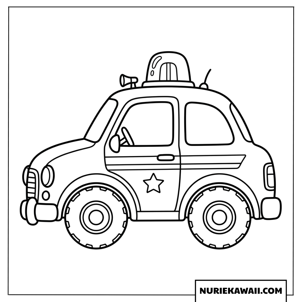 かわいい星マーク付きおもちゃのパトカー塗り絵