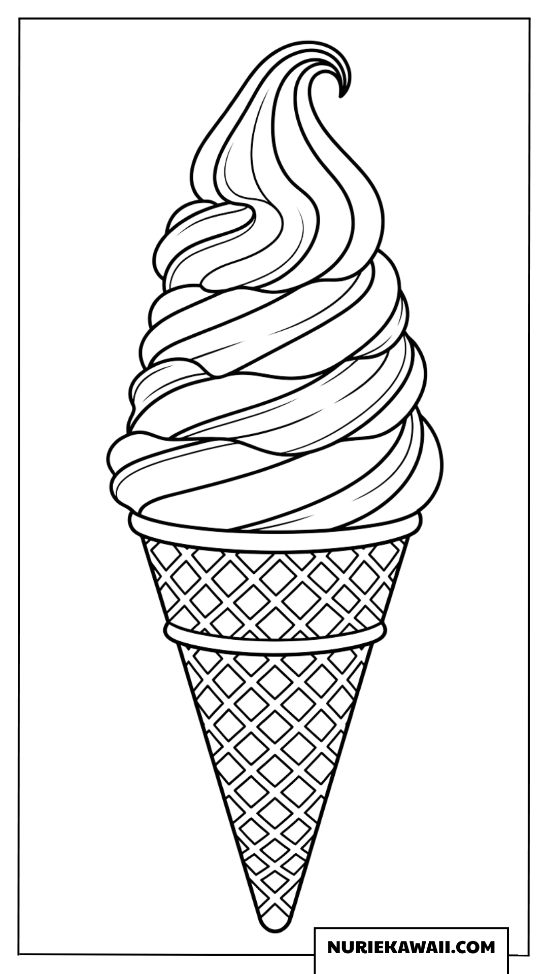 くっきりしたラインの２色ミックスソフトクリームの塗り絵