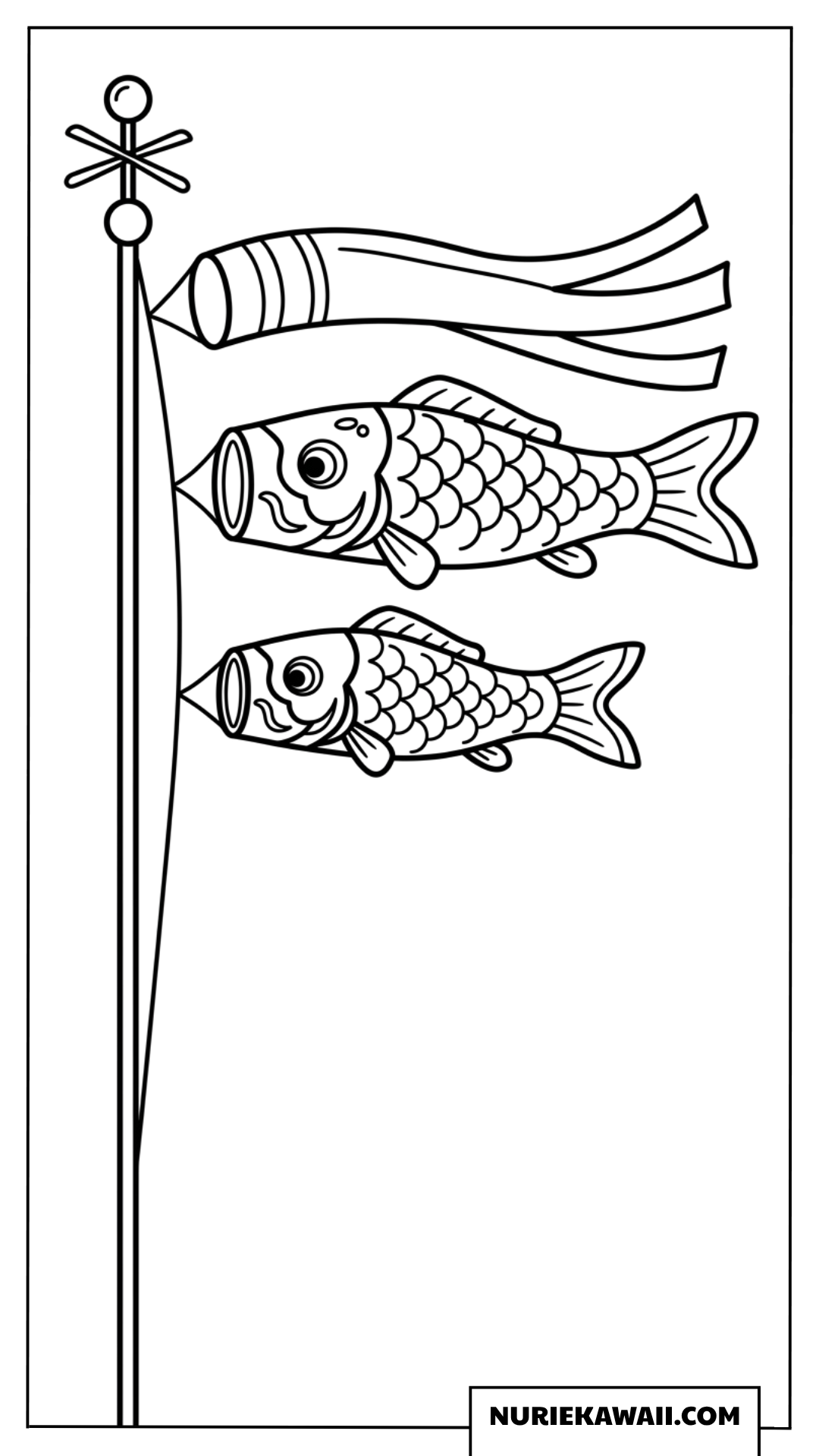 こどもの日の青空を元気に泳ぐこいのぼりの簡単塗り絵