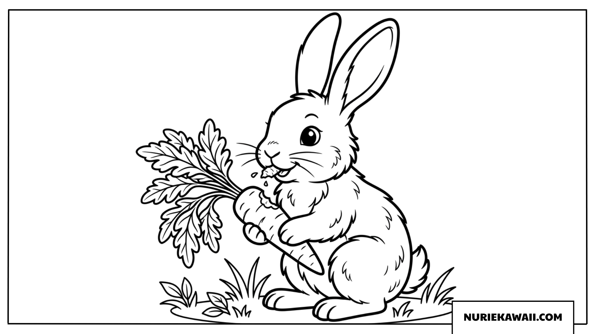 にんじんを食べる可愛い子うさぎの塗り絵