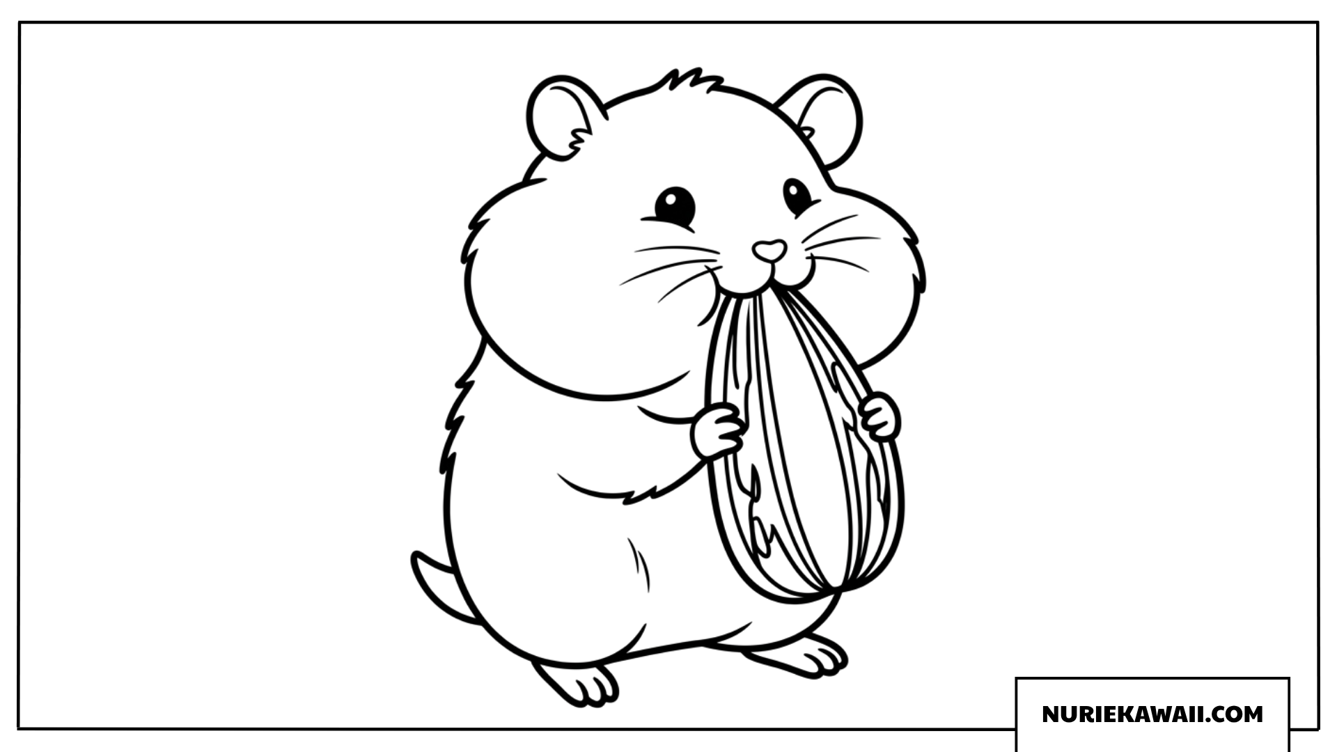 ひまわりの種を持つ可愛いハムスターの塗り絵