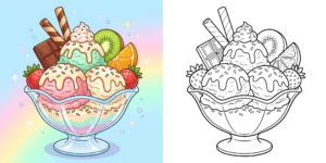 アイスクリームの塗り絵 ft