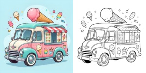 ft - アイスクリームカー 塗り絵 ft