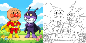 ft - アンパンマンとばいきんまん 塗り絵 ft