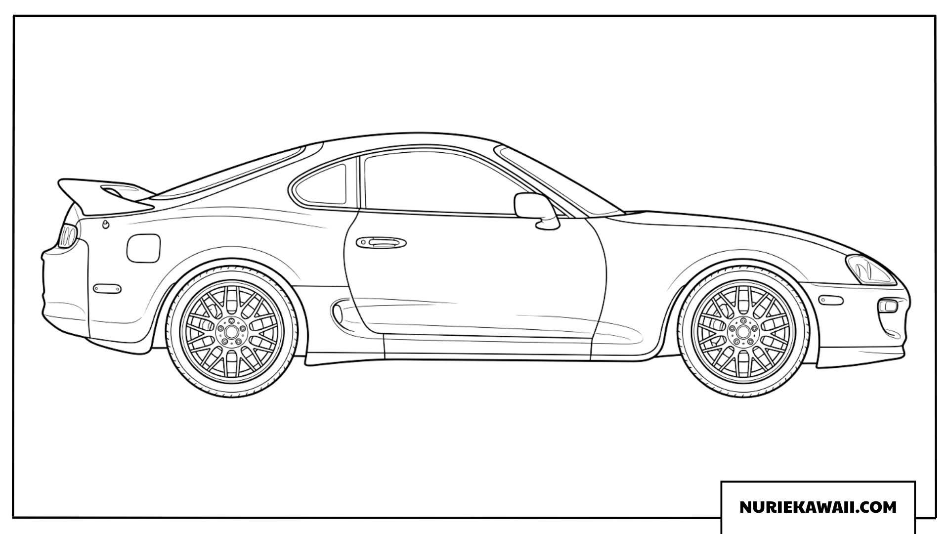 サイドから見るスポーツカーの塗り絵