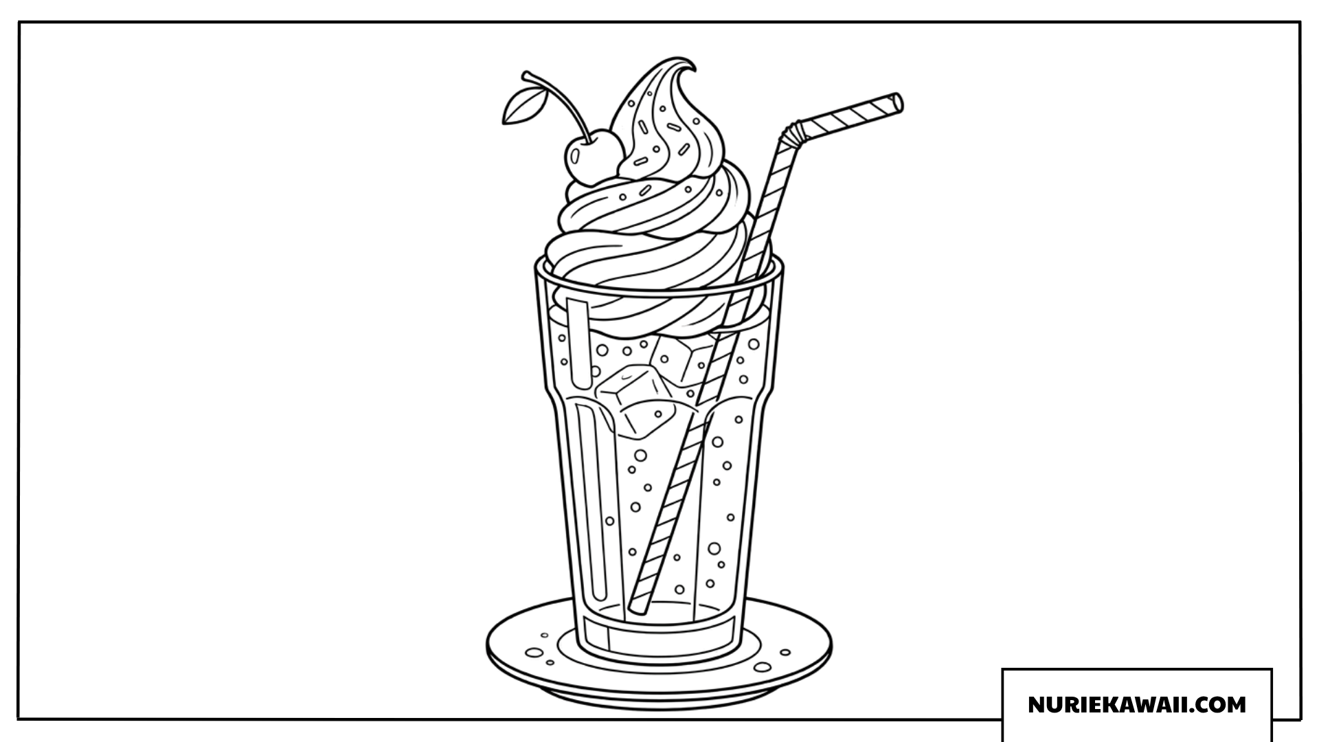 シュワシュワのクリームソーダとチェリーが可愛い塗り絵