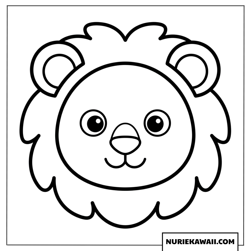シンプルなライオンの赤ちゃんの顔の塗り絵