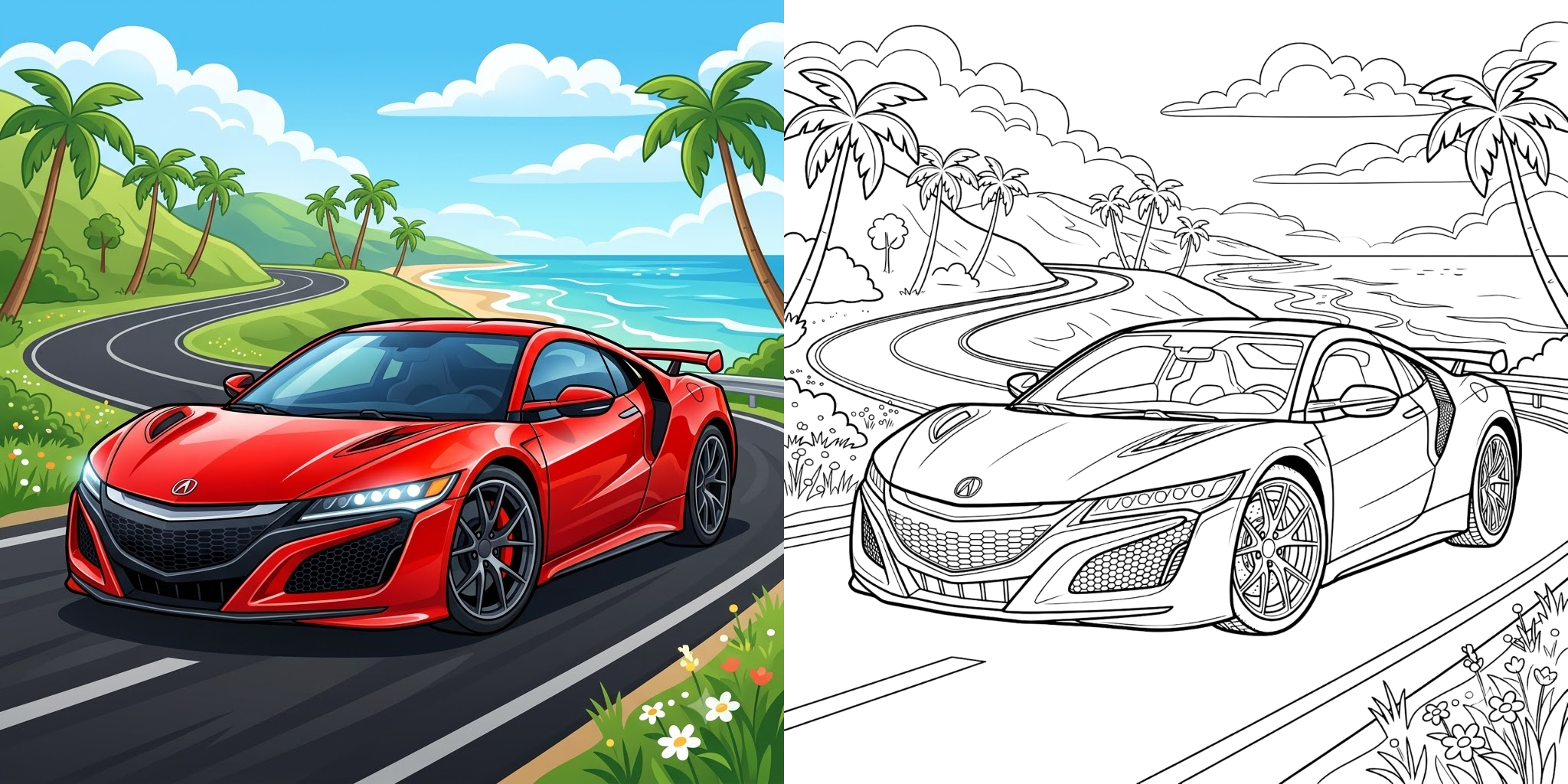 ft - スポーツカー 塗り絵 ft